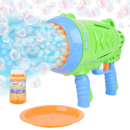 Maxx Bubbles Automatic Bubble Barrage Gun Includes Non Toxic Bubble Solution and Dip Tray, Bubble Barrage, Bubble Blaster for Outdoors, Adult, Kids