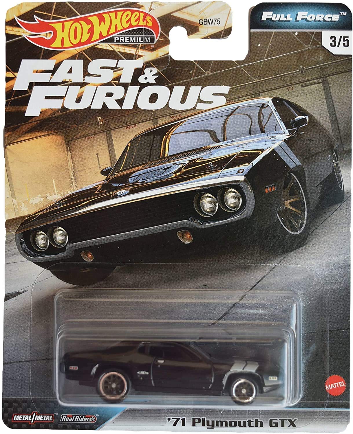Mattel Hot Wheels Fast & Furious Full Force '71 Plymouth GTX 3/5, Black