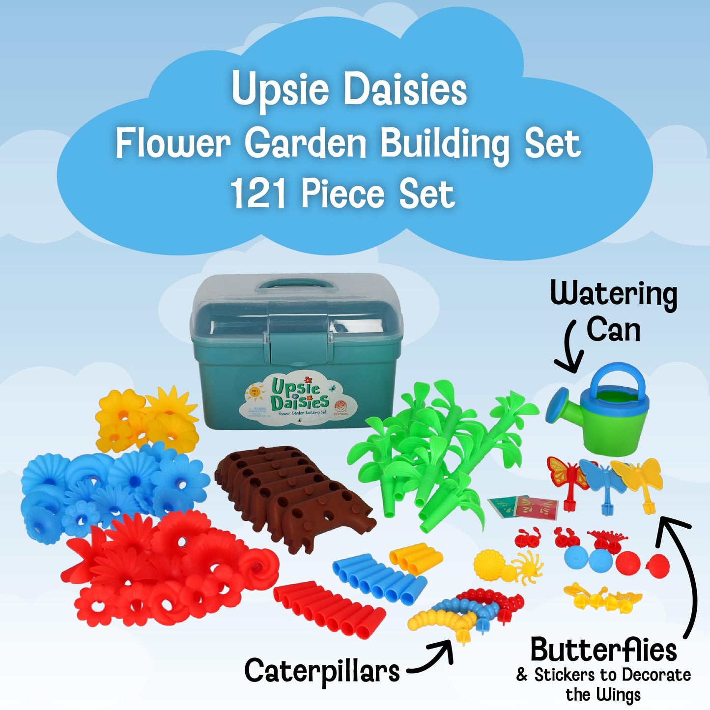 MindWare Flower Building Toy Set for 3 4 5 6 7 Year Old Girls and Boys, Preschool and Kindergarten STEM Educational Building Toys for Kids Ages 4-8