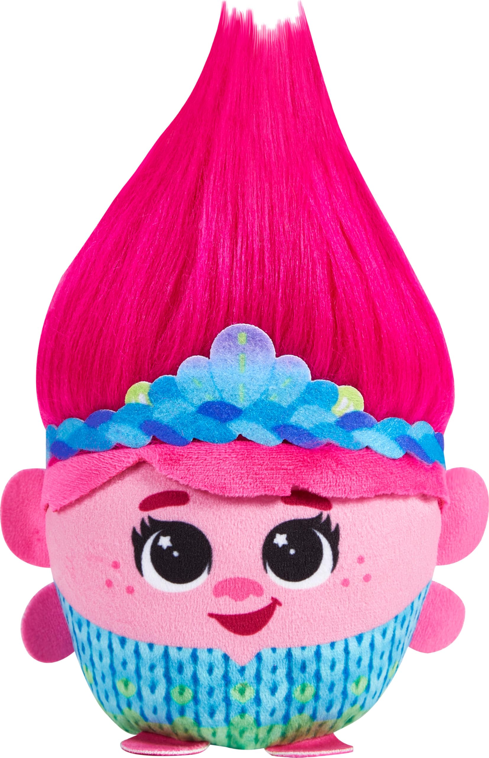 Mattel DreamWorks Trolls Band Together Hairmony Mixers Queen Poppy Plush Toy with Sound, 6-inch Soft Doll Inspired by the Movie, Interactive