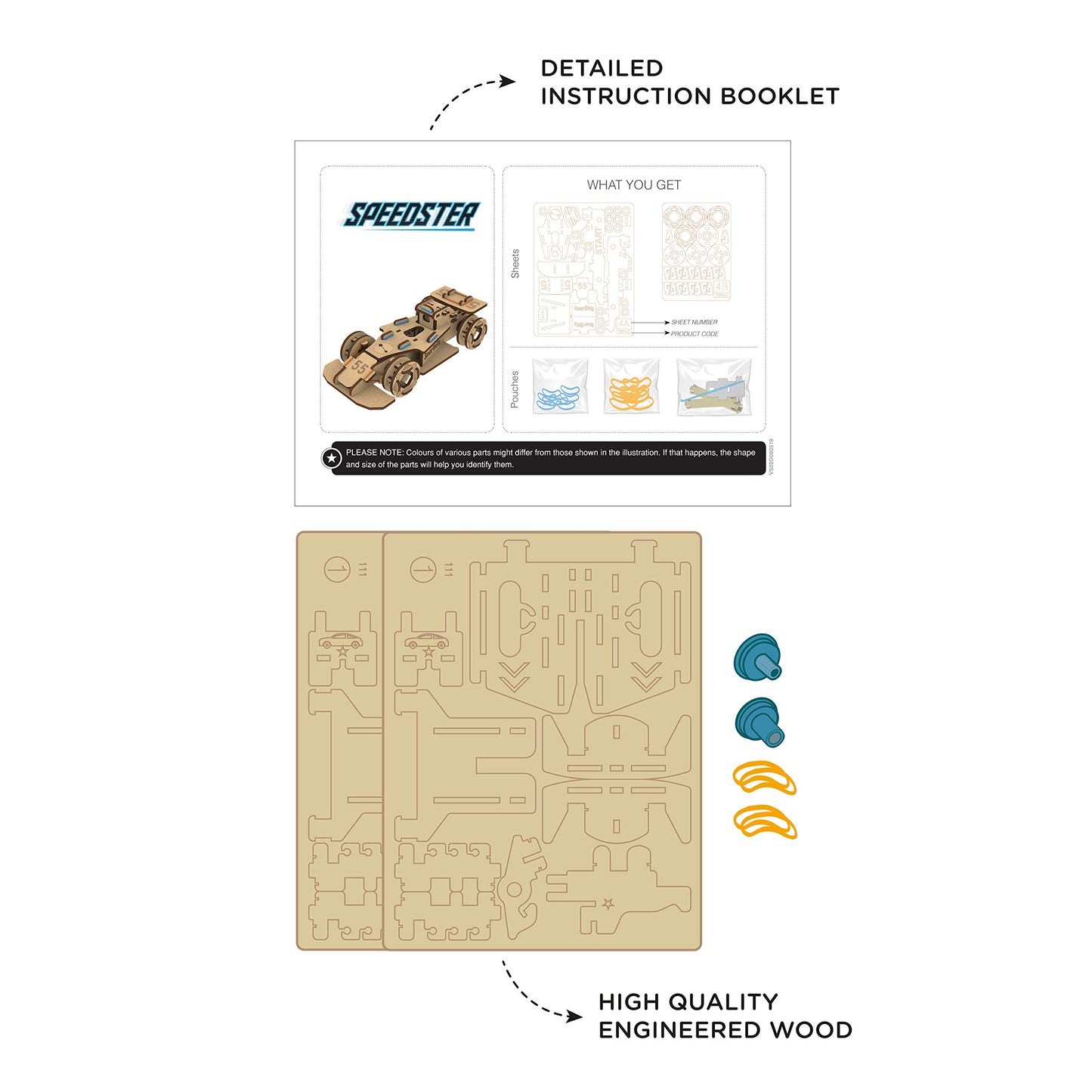 Smartivity Speedster 3D Wooden Model Engineering STEM Learning Toy for Kids Ages 6 and Up
