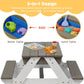 SoliWood Kids Picnic Table with Umbrella, 3-in-1 Outdoor Wooden Convertible Sand & Water Table for Toddlers, Removable Top, Seats 4