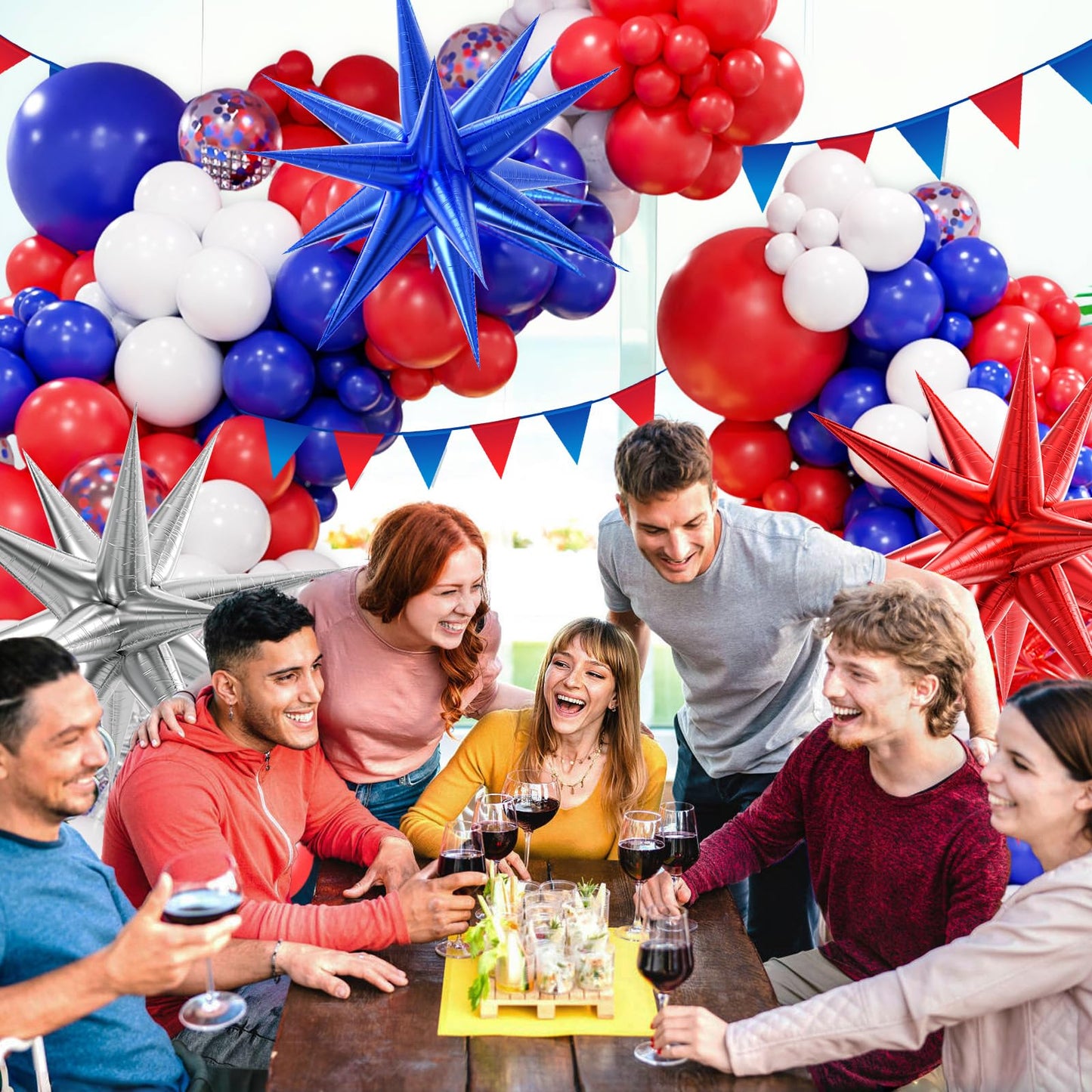 Red White and Blue Balloons Garland Arch Kit, 5 10 12 18 inch Red White Blue Confetti Latex Balloons for 4th of July Graduation Baseball Birthday