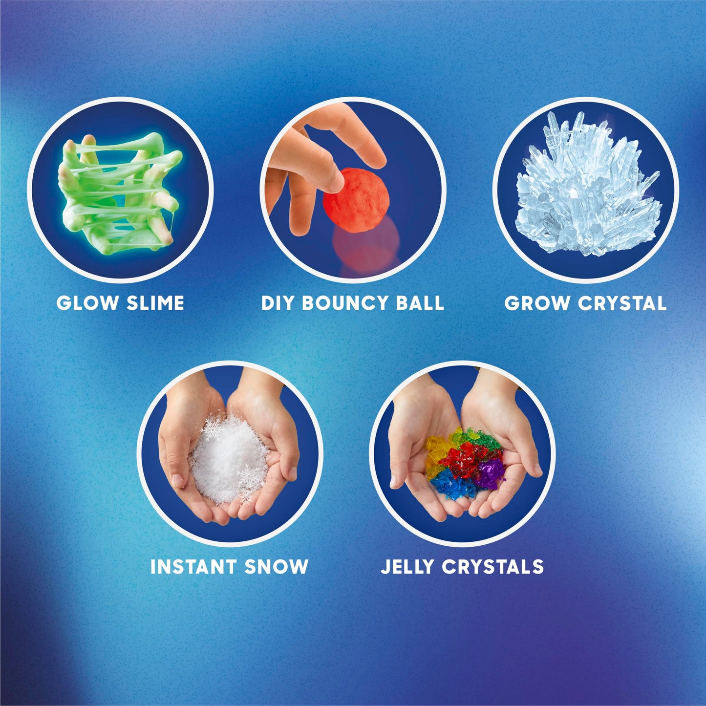 Discovery Sensory Science Test Tube Chemistry Lab| 5 STEM Experiments| Glow Slime, DIY Bouncy Ball, Crystal Growing, Instant Snow| Science Kit