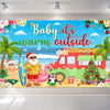 Christmas in July Backdrop 72x43 Inch Polyester Fabric, Baby Its Warm Outside Summer Santa Beach Party Decorations, Tropical Holiday Photo Background