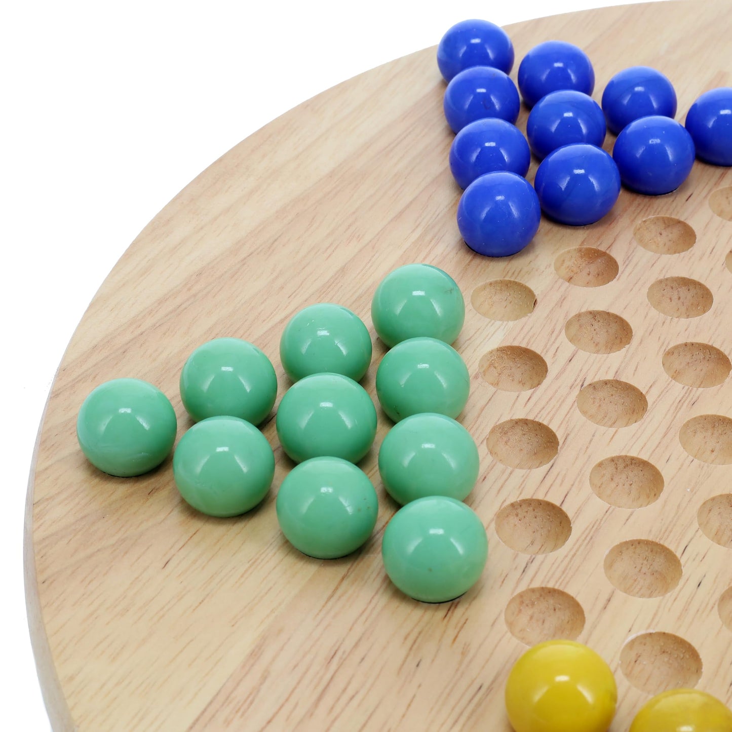 WE Games Solid Wood Chinese Checkers Set with Glass Marbles - 11.5 inches