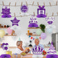 WINPOGEE 9PCS Purple Silver Happy Birthday Decorations Honeycomb Centerpieces for Women Men