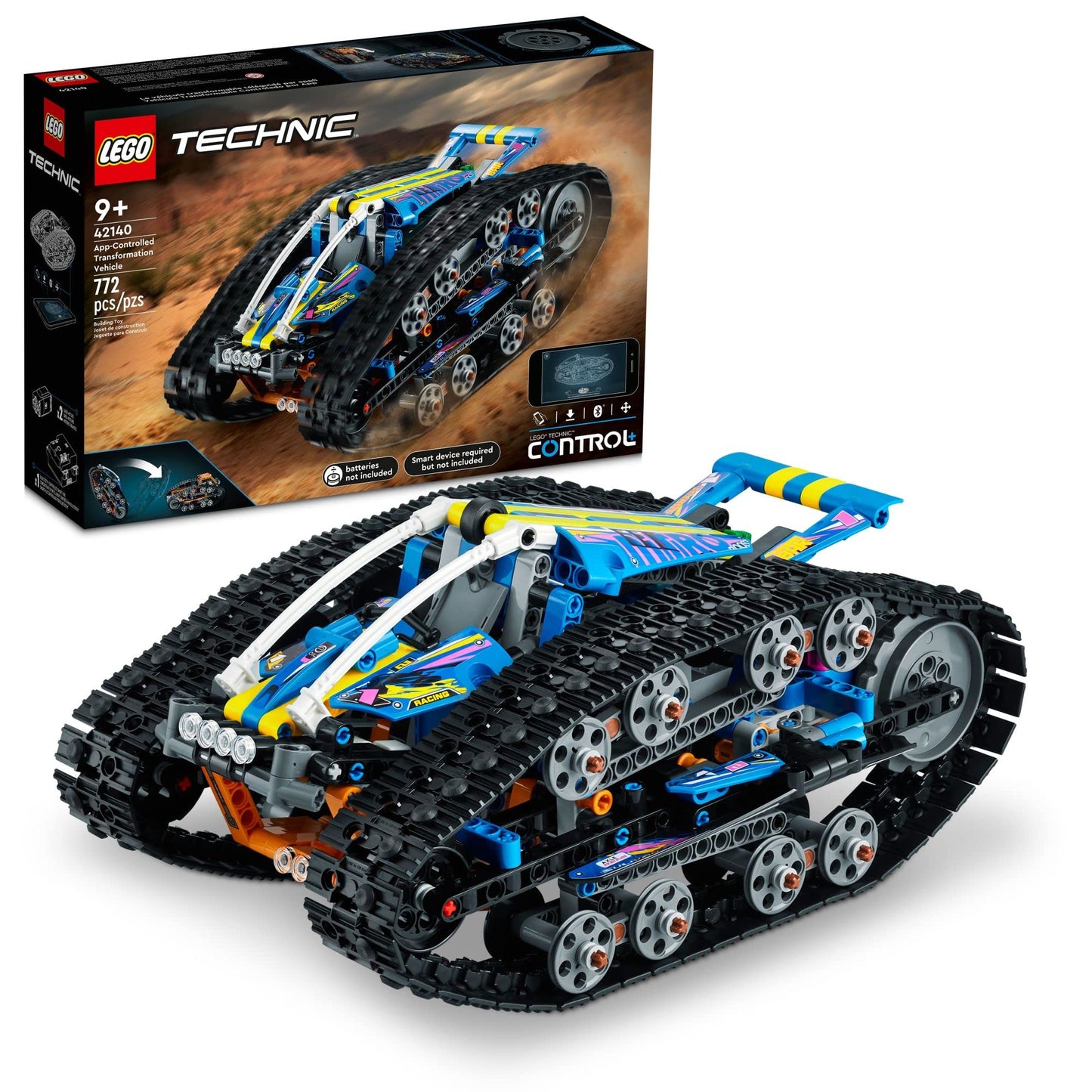 Lego Technic App-Controlled Transformation Vehicle 42140, Off Road Remote Control Car, Building Car Kit That Flips, 2in1 RC Truck and Race Car Toy,