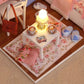 Ogrmar Wooden Dollhouse Miniatures DIY House Kit with Cover and Led Light-Blossom Age