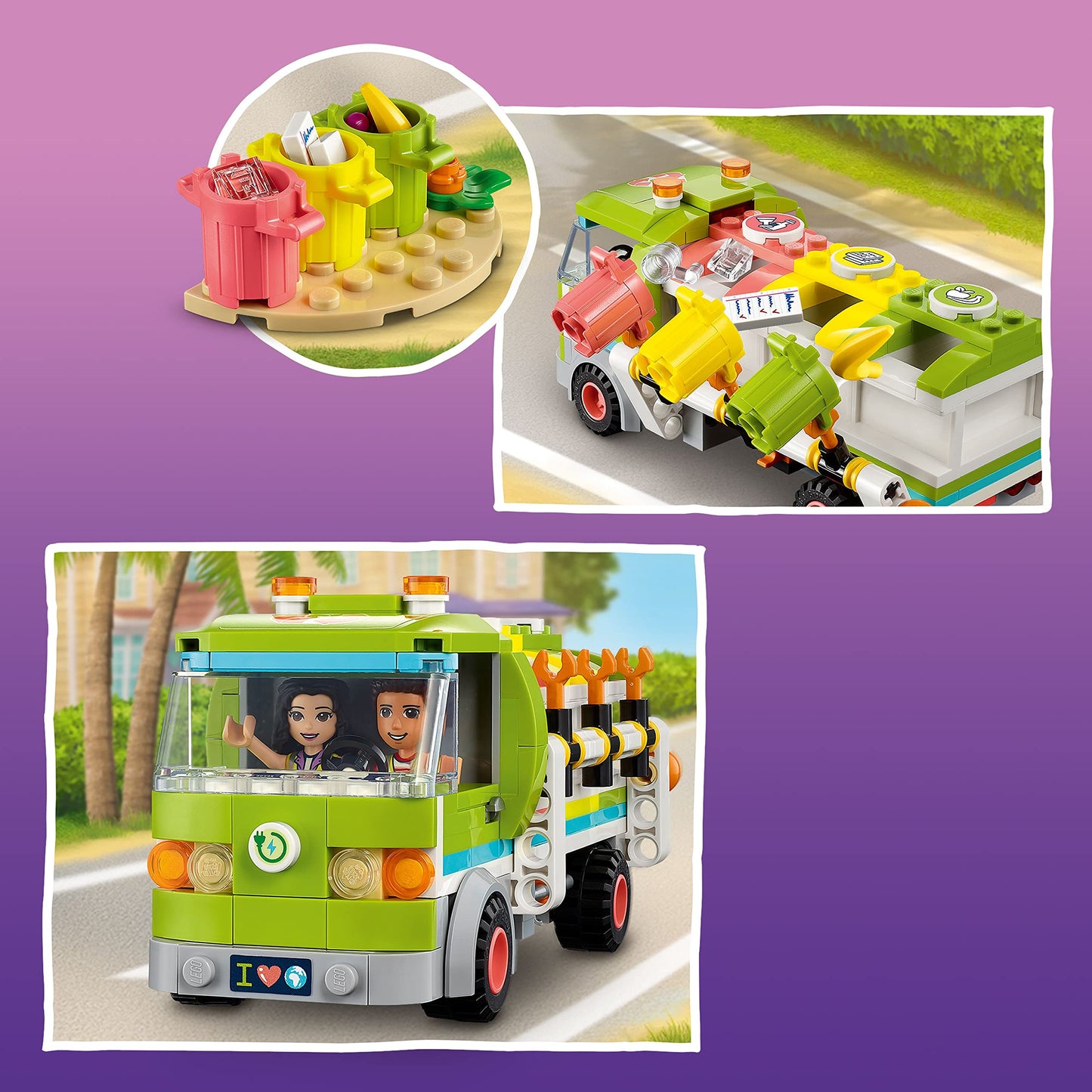 LEGO Friends Recycling Truck Toy 41712 - Set Includes Garbage Sorting Bins, Emma and River Mini Dolls, Educational Learning Toys for Kids 6+ Years