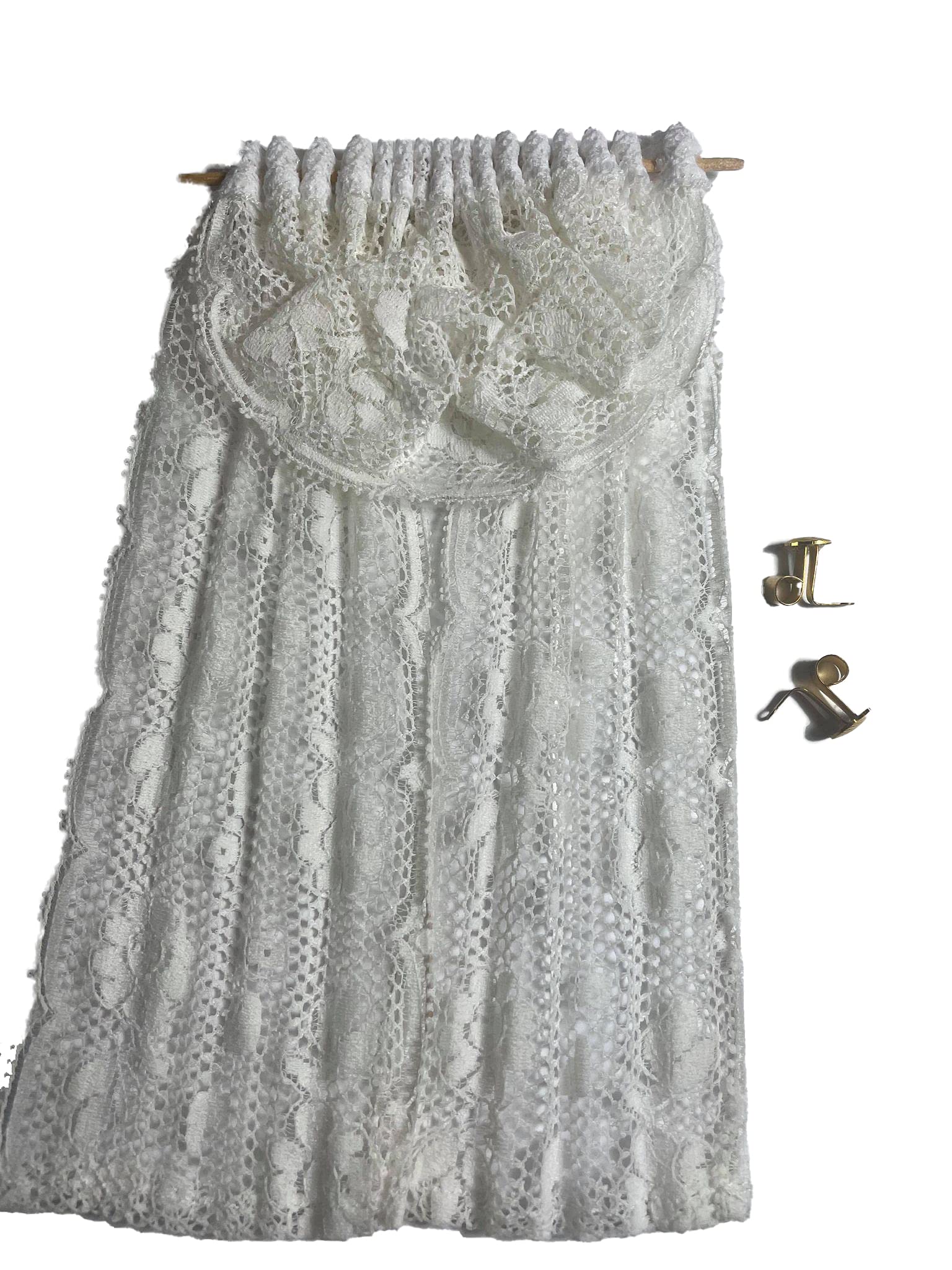 Melody Jane Dollhouse White Lace Curtains with Swag Valance Window Accessory
