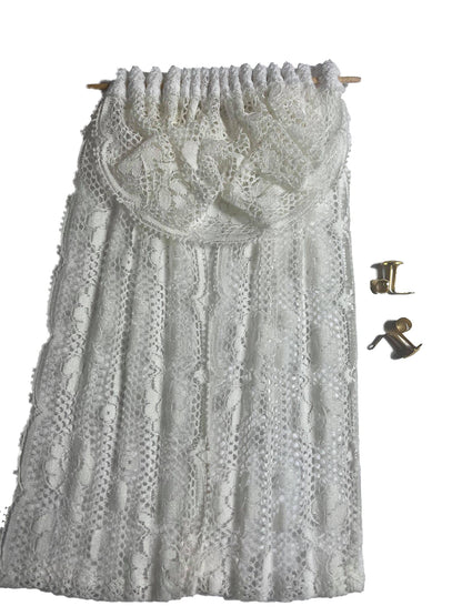 Melody Jane Dollhouse White Lace Curtains with Swag Valance Window Accessory