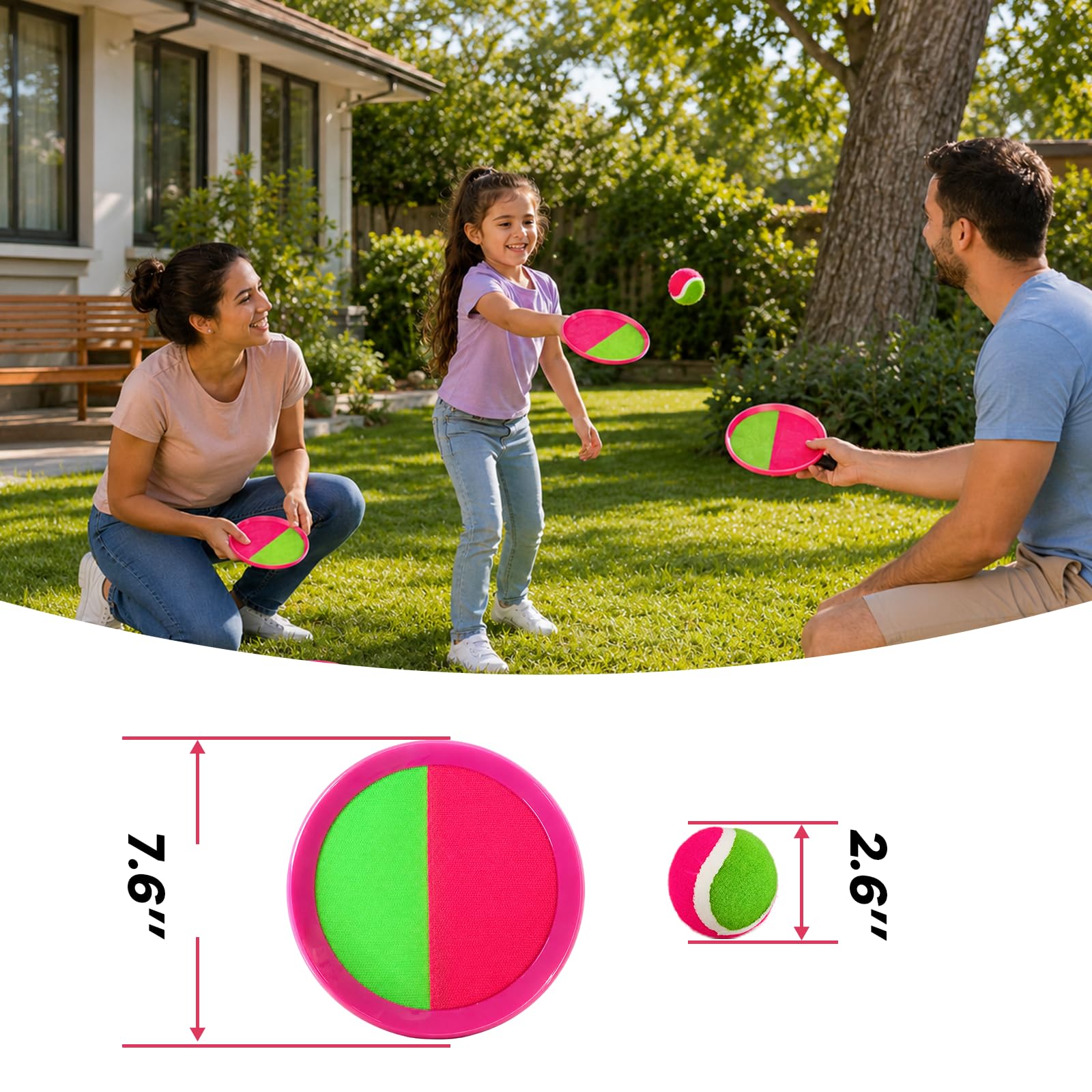 Toss and Catch Ball Set Boys Toys Outdoor Toys Yard Games Outside Games Beach Toys for Kids Ball and Catch Game with 4 Paddles and 4 Balls