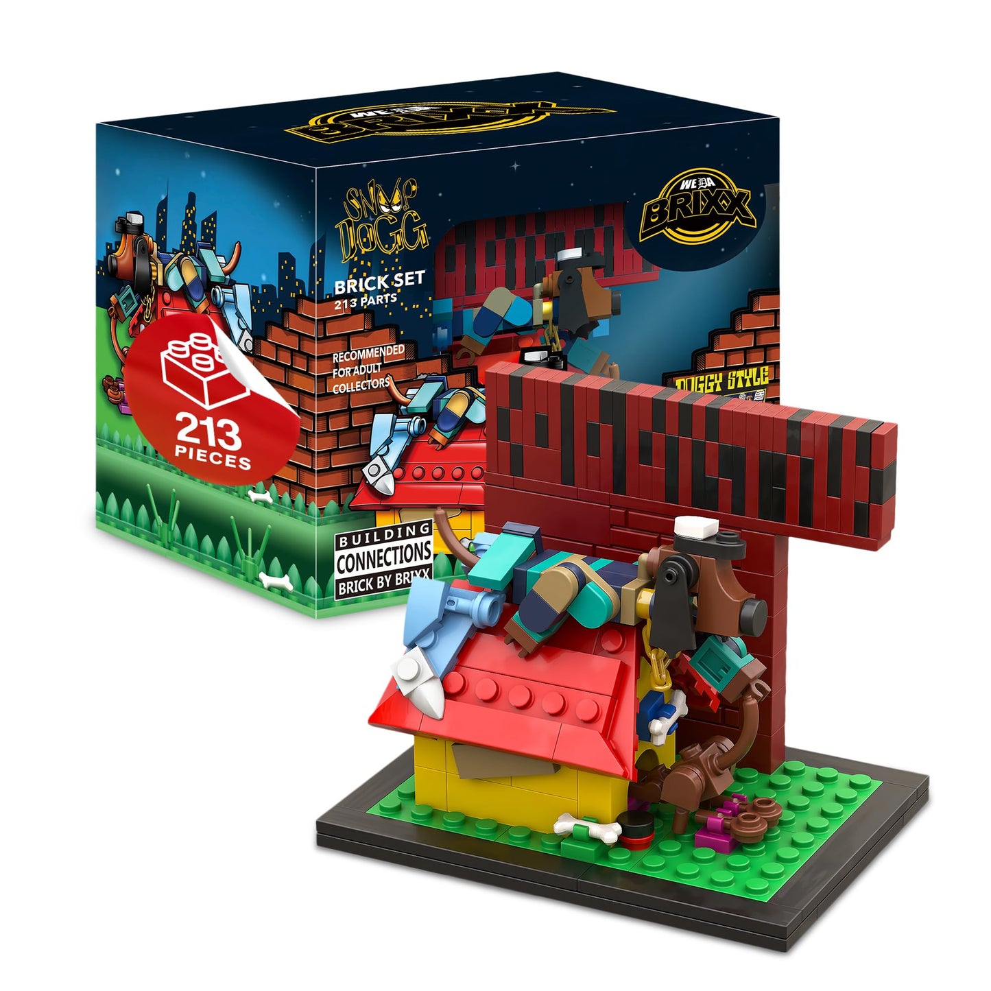 BRICK BLOCKS - Building Block Sets, 213 Pieces Featuring Small Doggystyle Building Set, Model Size 4.5 x 3.2 x 3.7 Inches