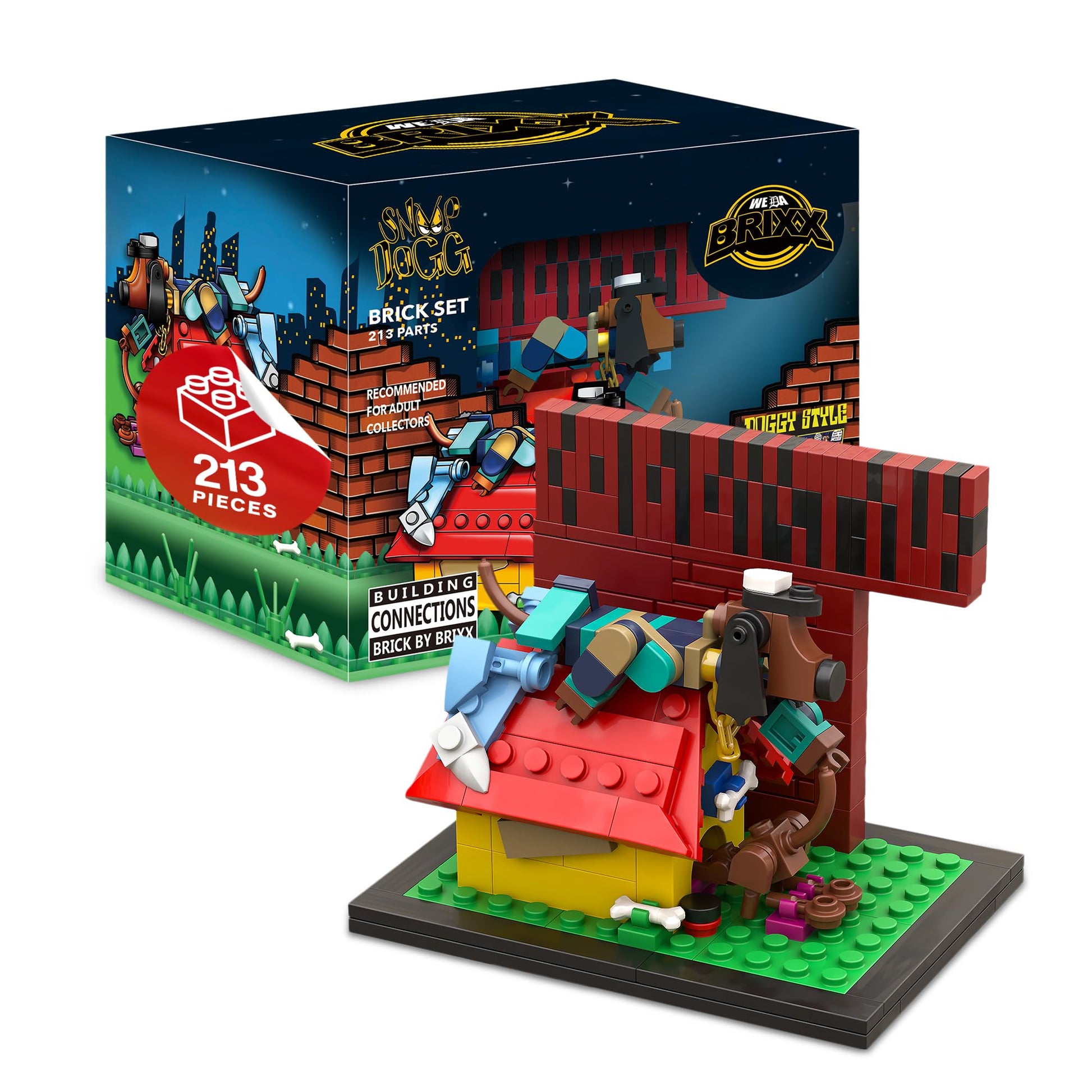 BRICK BLOCKS - Building Block Sets, 213 Pieces Featuring Small Doggystyle Building Set, Model Size 4.5 x 3.2 x 3.7 Inches