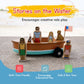 Jack Rabbit Creations 6-Piece Magnetic Lake Boat - Family of 4 & Dog Figures - FSC Wood, Non-Toxic - Wooden Boat Toy, Imaginative Play - Gift Boxed
