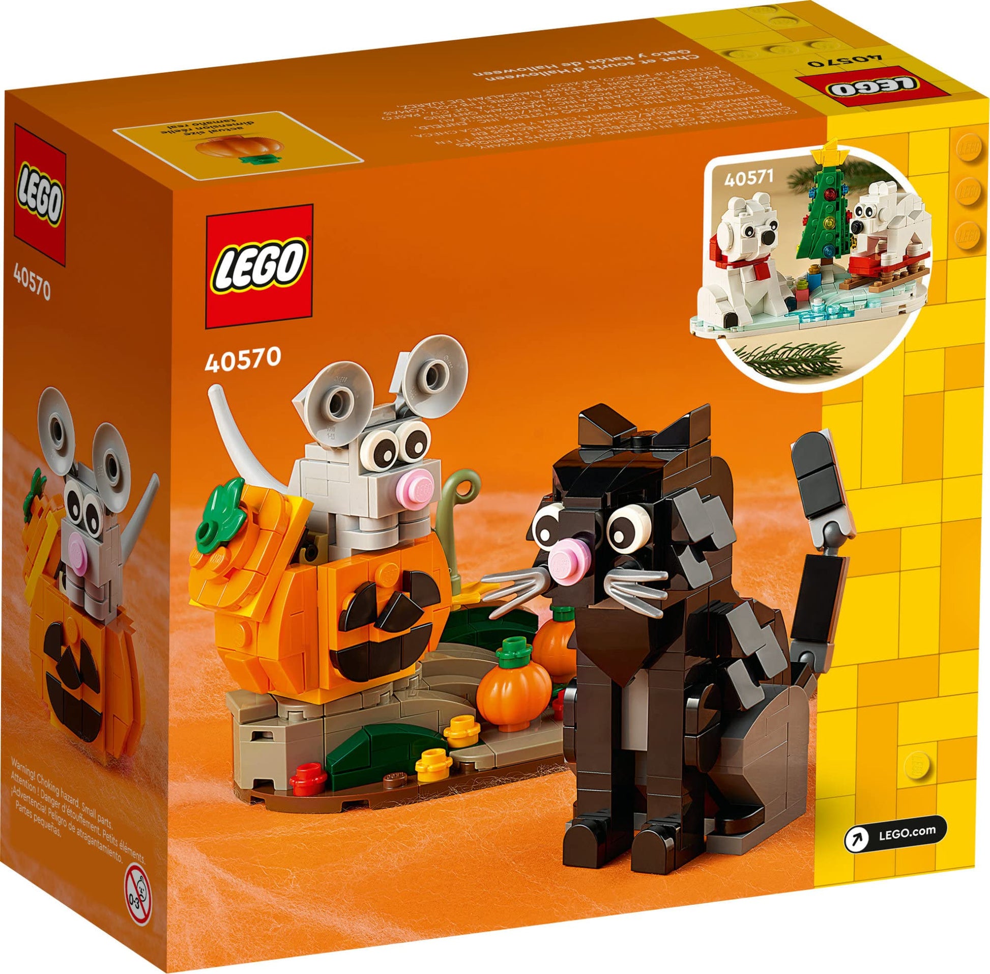 LEGO Halloween Cat & Mouse 40570 Building Kit, Whimsical Halloween Dtecor with Adorable Cat, Mouse, and Pumpkin Toys, Halloween Toy