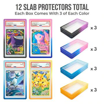 X PRO PSA Slab Protector - 12 Pack - Elemental Gradient Colors Included - Durable TPU Bumper Guards - Stackable PSA Slab Guards & Secure Graded Card