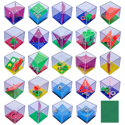 Brain Teaser Puzzle Cubes Party Favors for ADHD Autism Kids Adults 24 Pack Fidget Toy Set Gifts Mini Games Stress Relief Stocking Stuffers Bulk Goodie