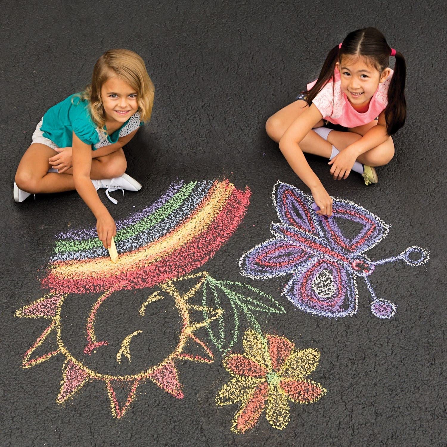 Color Splash S&S Worldwide Sidewalk Chalk Bulk Set - 126 Break-Resistant Jumbo Chalk Sticks, 9 Colors - Non-Toxic, Washable Outdoor Art Supplies