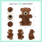 DolliBu Grizzly Bear Plush Hand Puppet - Super Soft Stuffed Animal Grizzly Bear Puppet Toy for Kids, Educational Cute Plush Puppets for Teaching