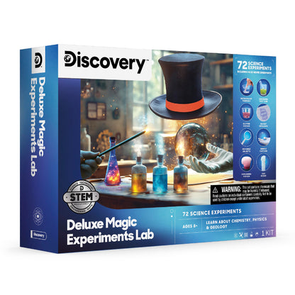 Discovery™ Magic Science Lab - 72 STEM Experiments for Kids| Reactions, Illusions, Crystals, Slime & Light Tricks| DIY Chemistry Project Kit|