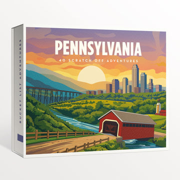 Pennsylvania Bucket List Scratch Off Cards - 40 Adventure Bucket List Cards with Region Split Map, Hidden Gems, Scenic Escapes & Local Favorites