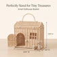 Rool Rattan House Shaped Basket Wicker Small Dollhouse Gift for Girls, Boho Toys, Mouse in a Box House, Little Girl Purse Clutch, Doll Carrier (Cream)