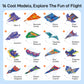 Leven DIY Paper Airplane Book, 16 Creative Folding Paper Planes with 48 Sheets of Colorful Origami Paper, Arts & Crafts Kit with Video Tutorials