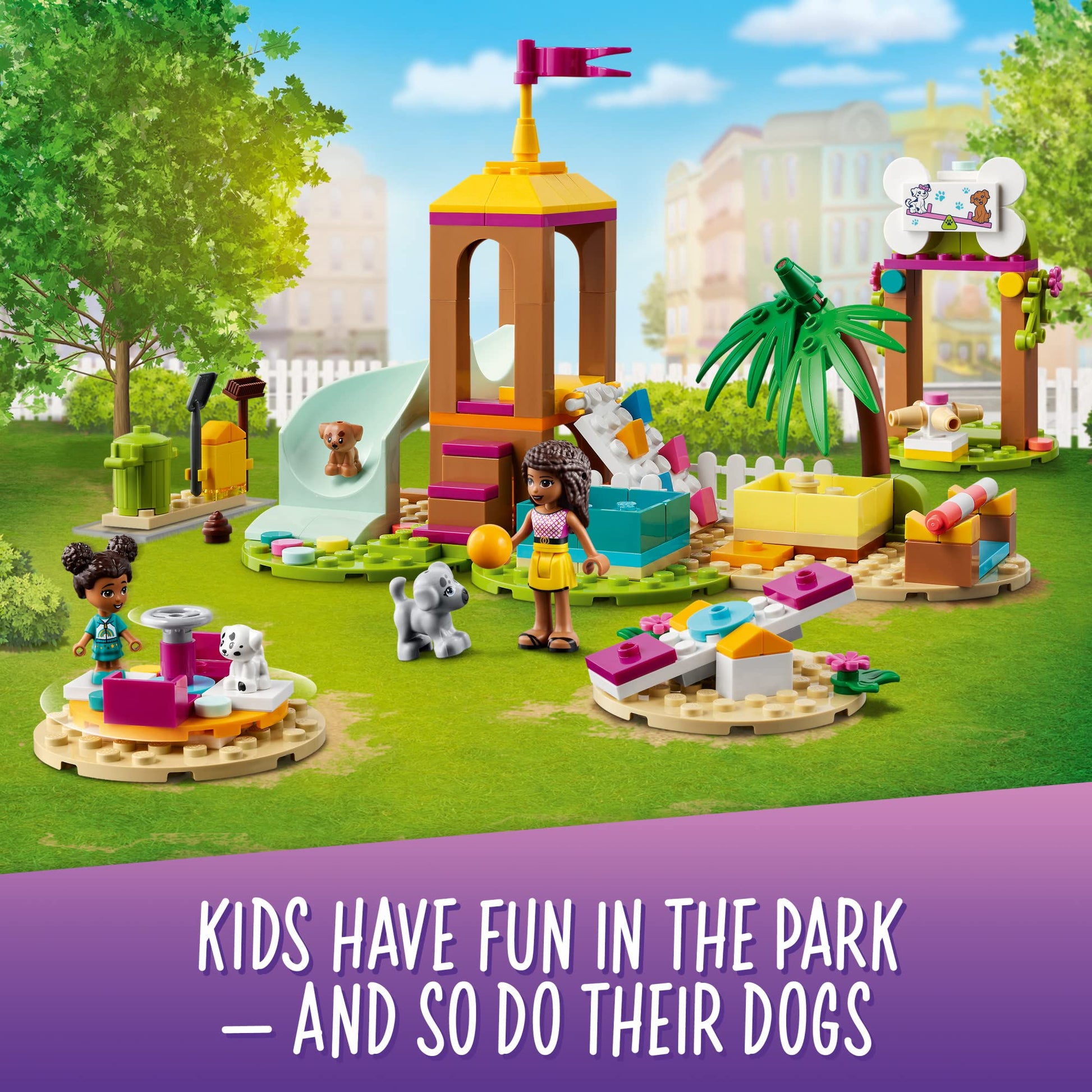 LEGO Friends Pet Playground 41698 Building Kit Designed to Grow Imaginations; Animal Playset Comes with Andrea and 3 Dog Toys; Creative Birthday Gift