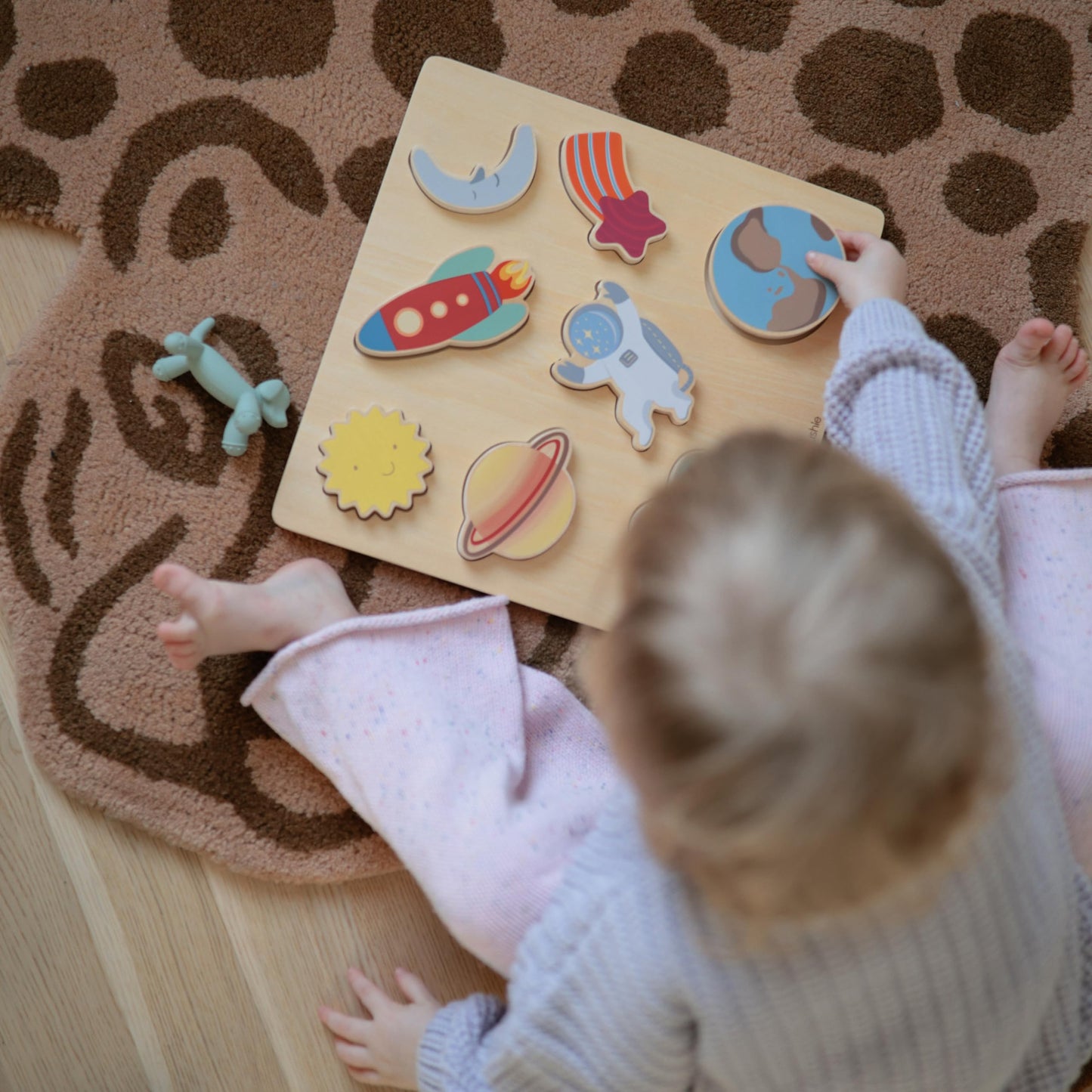 mushie Wooden Space Puzzle | for Kids 3 Years+ | Preschool Educational & Toddler Montessori Toys (8 pcs)