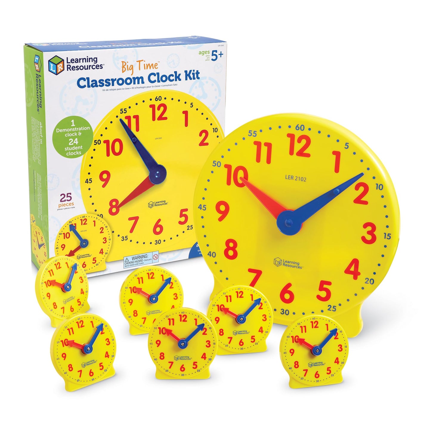 Learning Resources Classroom Clock Kit - Preschool Must Have, Teaching Time Activity , About Flash Time Cards, Montessori Toys, Math Manipulatives