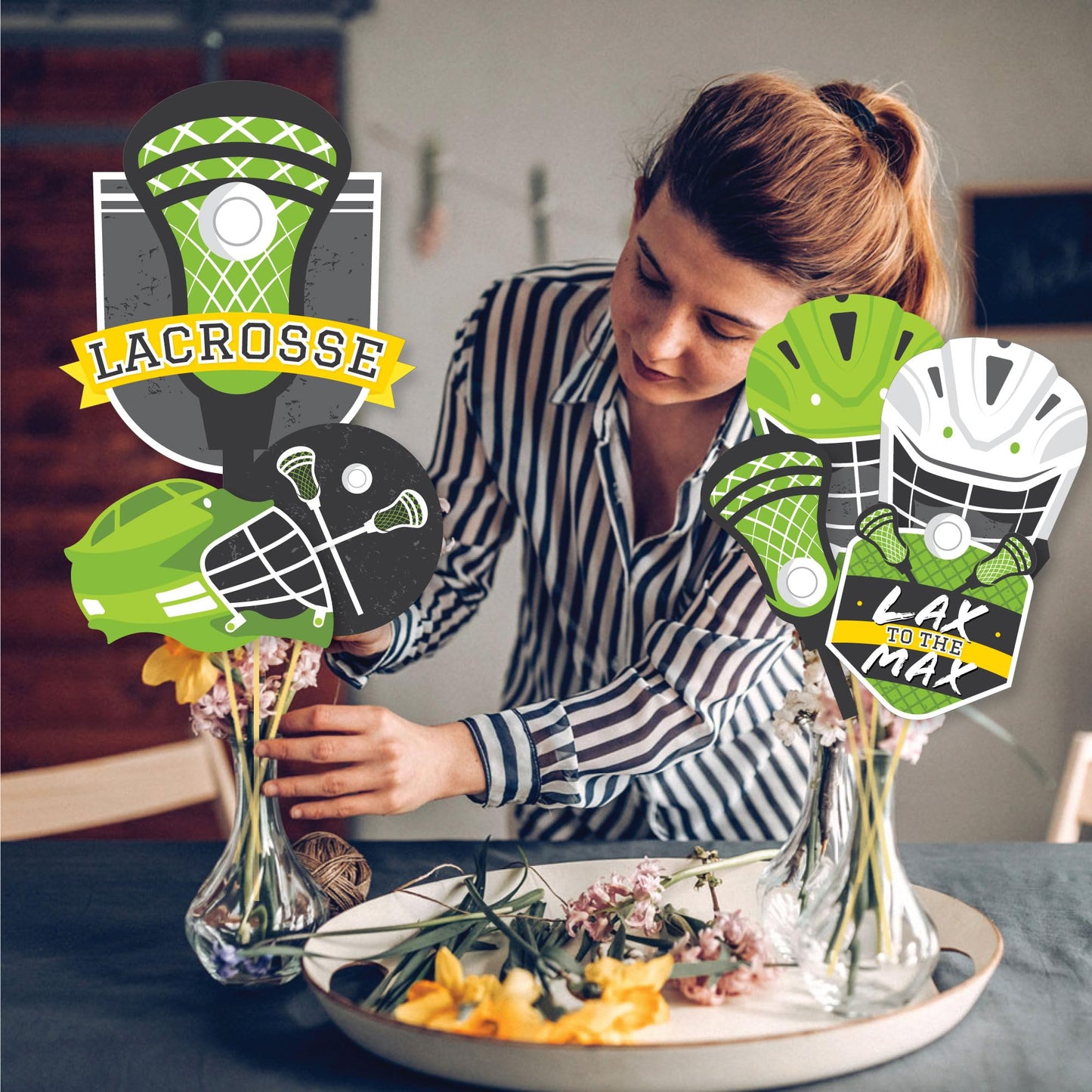 Big Dot of Happiness Lax to the Max - Lacrosse - Party Centerpiece Sticks - Showstopper Table Toppers - 35 Pieces