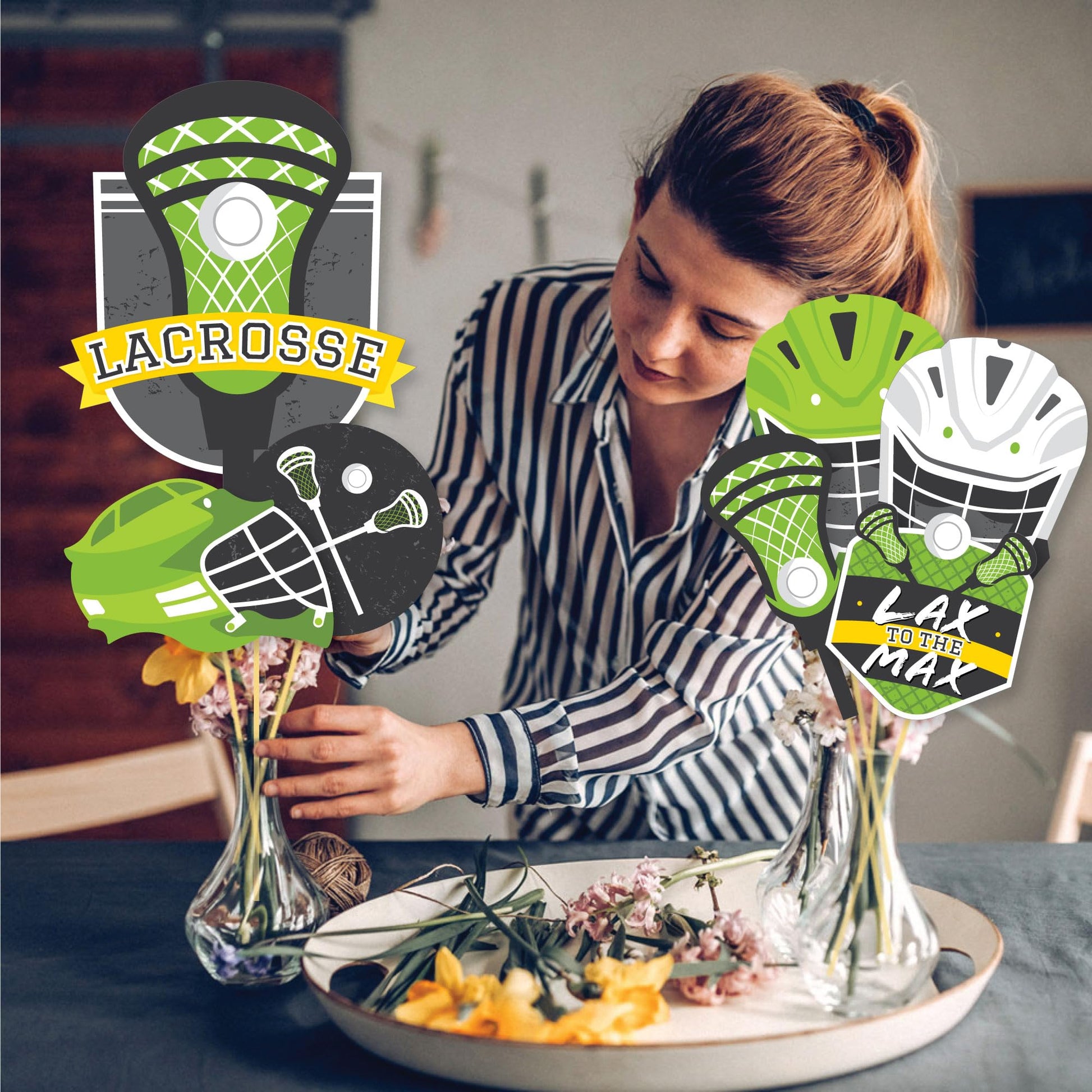 Big Dot of Happiness Lax to the Max - Lacrosse - Party Centerpiece Sticks - Showstopper Table Toppers - 35 Pieces