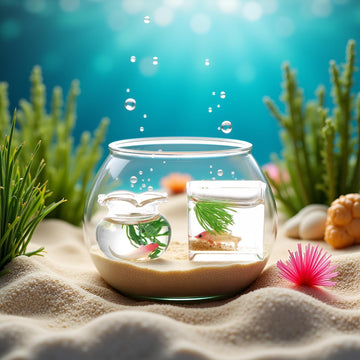 2Pcs Miniature Fish Bowl,1: 12 Miniature Glass Goldfish Tank Desktop Dollhouse Ornaments for Garden Scene Decor Mini Dollhouse Accessories