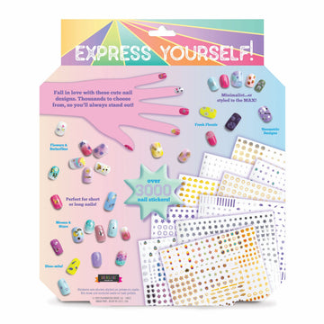 Craft-tastic - Nail Art - Over 3,000 Nail Stickers - Dinosaurs, Flowers, Butterflies, Geometric, Moon, Stars - for Ages 8+