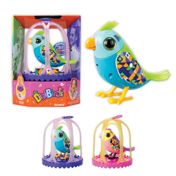 DigiBirds Interactive Singing Bird Toy - with Cage - 50+ Melodies, Collectible Electronic Pet, Tap to Tweet & Sing, Collect Mechanical Bird