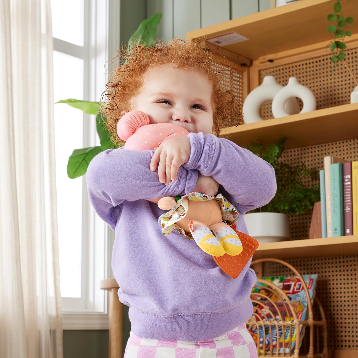 Fisher-Price My First Doll Cuddly Sensory Toy for Babies from 6 Months, Items Sold Separately, HXK44