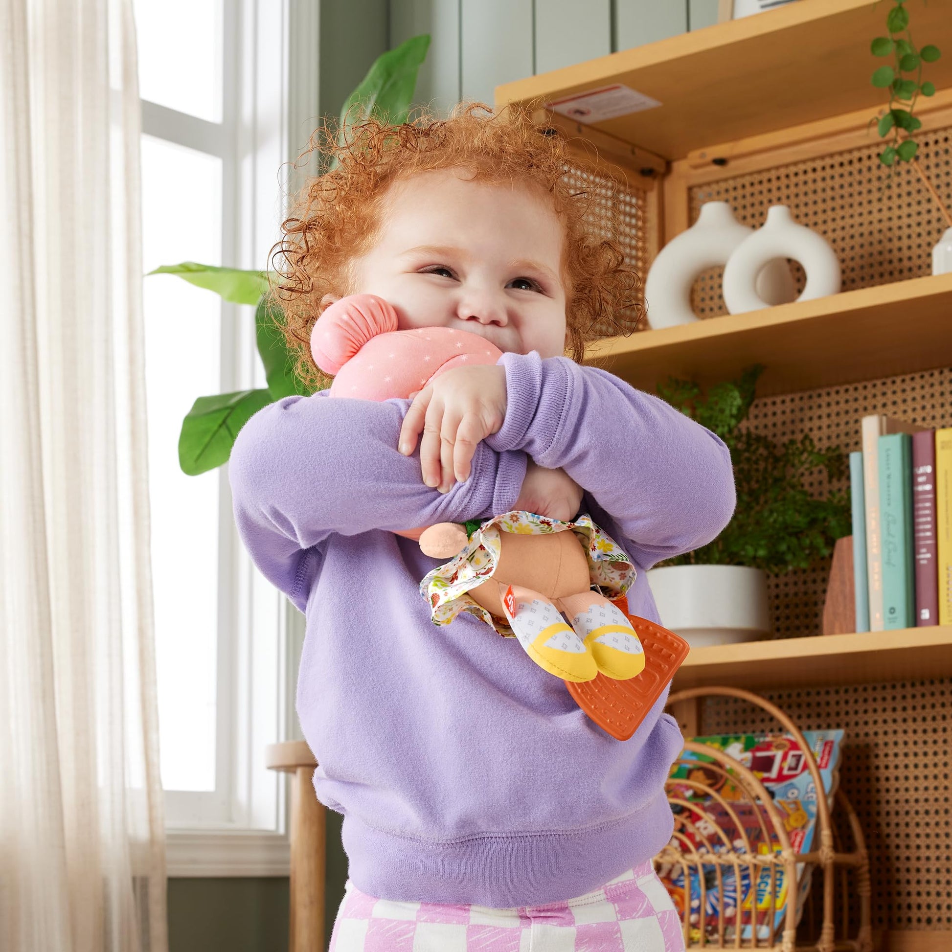 Fisher-Price My First Doll Cuddly Sensory Toy for Babies from 6 Months, Items Sold Separately, HXK44