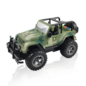 Lollipop United States Army Friction Powered 1/16 Model Off Road Vehicle w/Car Light & Sound, Push & Go Toy Rescue Battle Truck Military Toys 3+ yrs