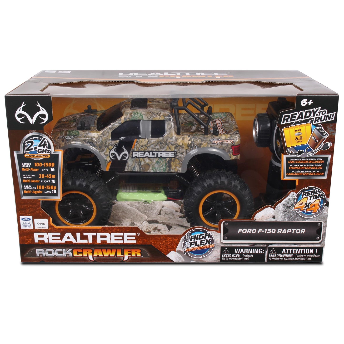 NKOK Realtree 4x4 Off Road Rock Crawler 2.4GHz 1/14 Scale R/C (RTR) Ford F-150 Raptor, Batteries and Charger Included, Rugged Body is Ready to Climb