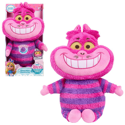 Just Play Disney Junior Alice’s Wonderland Bakery Chat & Glow Cheshire Ca tPlushie Stuffed Animal, Officially Licensed Kids Toys for Ages 3 Up