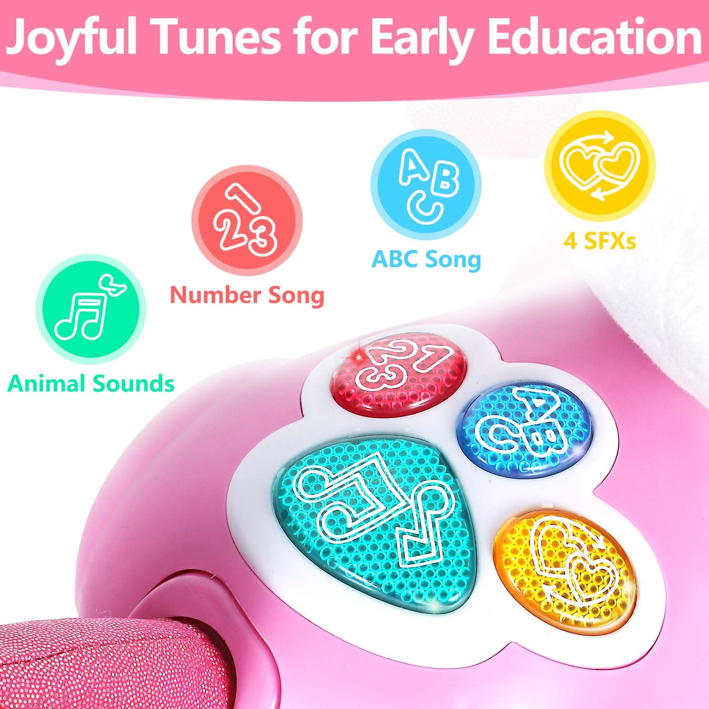 iPlay, iLearn Unicorn Baby Musical Toy, Infant Crawling Toys for 6-9 9-12 12-18 Month, Baby Tummy Time Toddler Musical Light Toy for Age 0-2, 1 Year