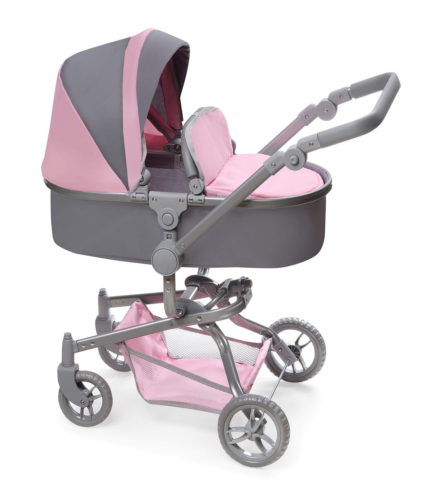 Badger Basket Foldable Doll Stroller & Pram for Dolls - Convertible Toy with Canopy, Basket & Soft Handle - Lightweight, Easy to Use for Girls Ages
