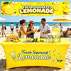 GOGOBAY 6 ft Yellow Lemonade Stand Open Back Tablecloth with 2 x 10 ft Lemonade Vinyl Banner, Stretch Spandex Table Cover for Lemonade Stand Supplies