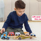Jasey's Toy Chest Wooden Off to the Rescue Vehicle Carrier - 6-Piece Fire & Rescue Wooden Toy Set for Kids Ages 3+ | Oppenheim Award Winner