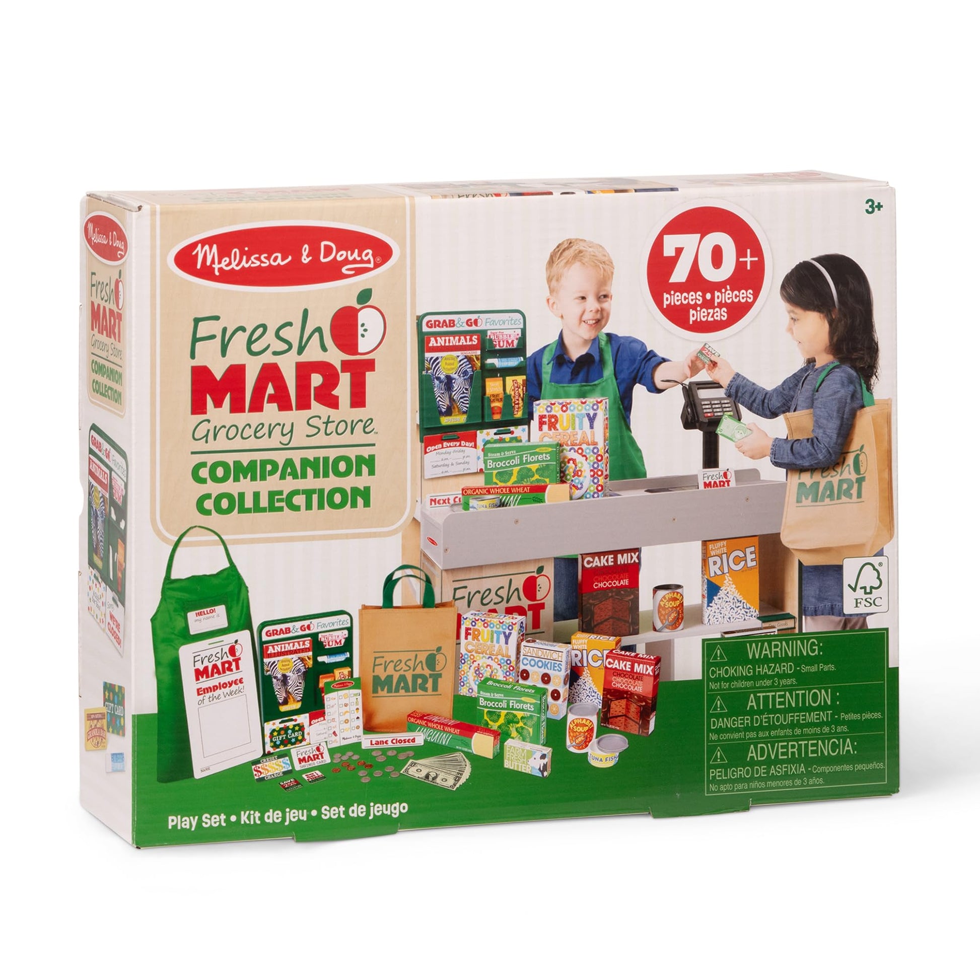 Melissa & Doug Fresh Mart Companion Set, Grocery Store Pretend Play Toys, Toy Kitchen Accessories & Play Food, Preschool Learning Toys for Girls &