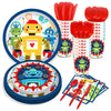 Lide Road 116 Pcs Robot Birthday Party Supplies Kit, Robot Plates, Napkins, Cups, Forks, Knives, Spoons for 16 Guests