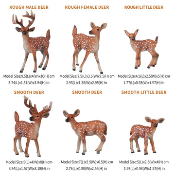 JOKFEICE Deer Toys - 6pcs Realistic Deer Woodland Animals Figurines - Early Educational Toys, Birthday Cake Topper for Kids