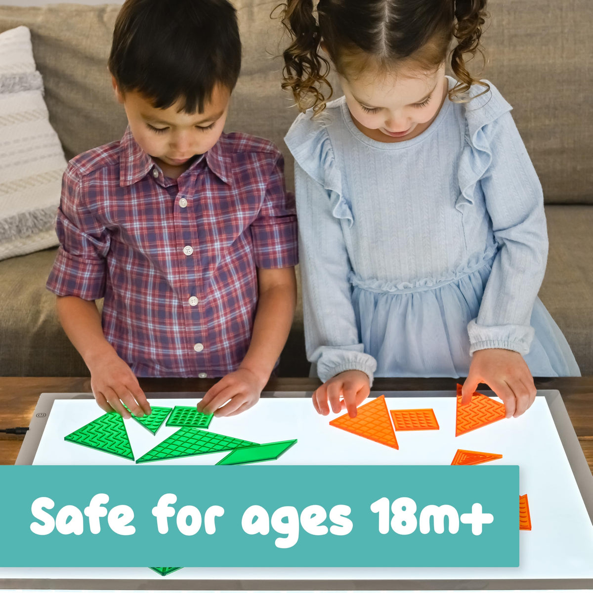 SPARK & WOW Light Table Sensory Shapes | Plastic Light Table Toys | Early Math Manipulatives | Tactile Sensory Toys for Toddlers